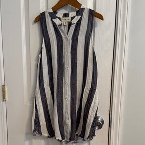 Cloth & Stone Striped Sleeveless Button-Up Tunic Size XS